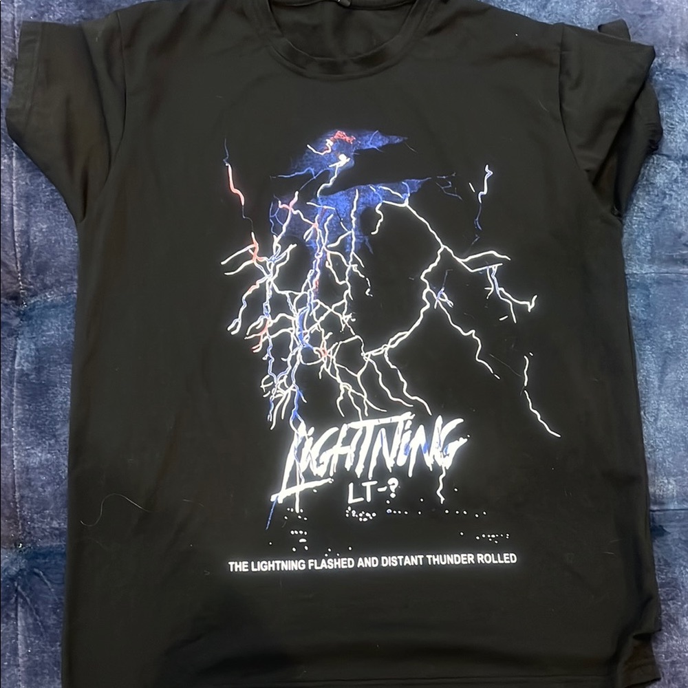 SHEIN Black Lightning Graphic Tee